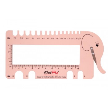 Линейка "Слон" для измерения размера спиц и плотности вязания